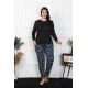 Moda Çizgi Kadın Büyük Beden Tek Alt Pijama 27501