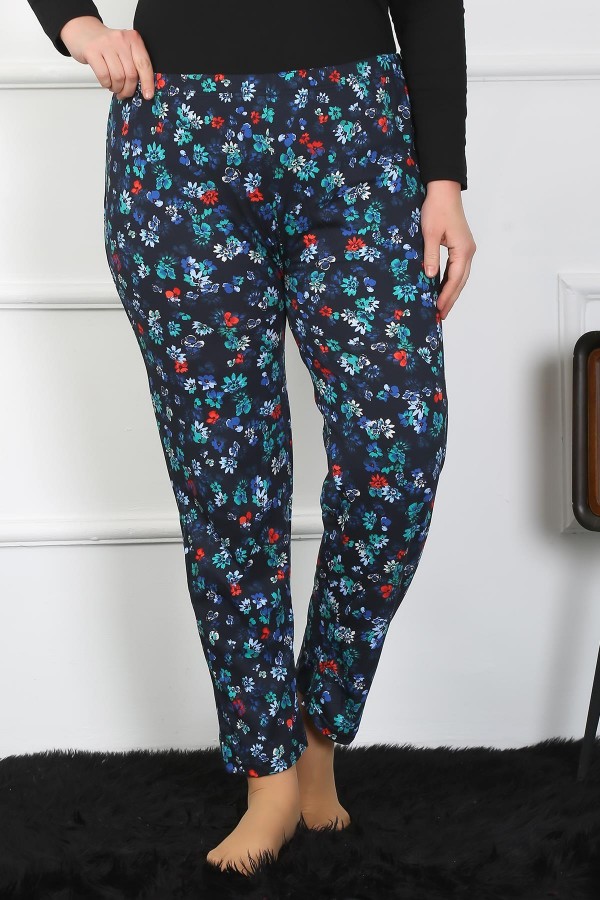 Moda Çizgi Kadın Büyük Beden Tek Alt Pijama 27501