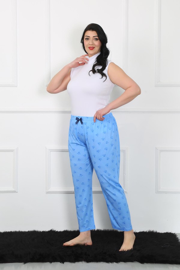 Moda Çizgi Kadın Büyük Beden Tek Alt Pijama 27506
