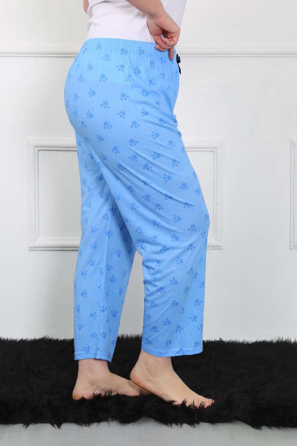 Moda Çizgi Kadın Büyük Beden Tek Alt Pijama 27506