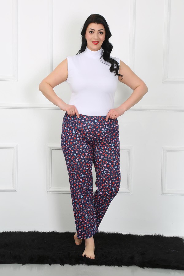 Moda Çizgi Kadın Büyük Beden Tek Alt Pijama 27508