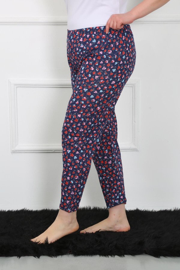 Moda Çizgi Kadın Büyük Beden Tek Alt Pijama 27508