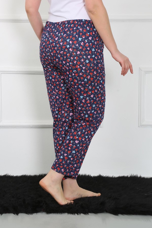 Moda Çizgi Kadın Büyük Beden Tek Alt Pijama 27508