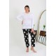 Moda Çizgi Kadın Büyük Beden Tek Alt Pijama Siyah 27553