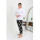 Moda Çizgi Kadın Büyük Beden Tek Alt Pijama Siyah 27553