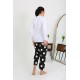 Moda Çizgi Kadın Büyük Beden Tek Alt Pijama Siyah 27553