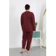 Moda Çizgi Kadın Büyük Beden Uzun Kol Penye Pijama Takımı Bordo 202501