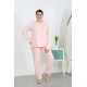 Moda Çizgi Kadın Büyük Beden Uzun Kol Penye Pijama Takımı Pembe 202501