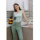 Moda Çizgi Kadın Crop Büstiyer Tayt Alt Üst Takım SuYeşili 5910