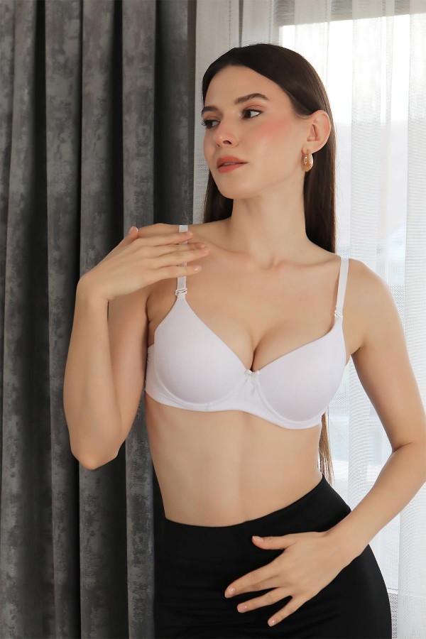 Moda Çizgi Kadın Destekli Balenli Sütyen 2009 Beyaz