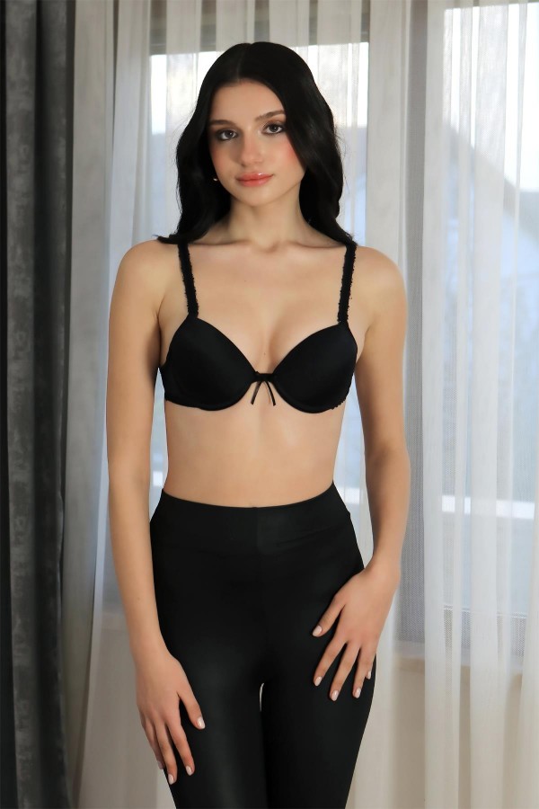 Moda Çizgi Kadın Destekli Balenli Sütyen 2011 Siyah