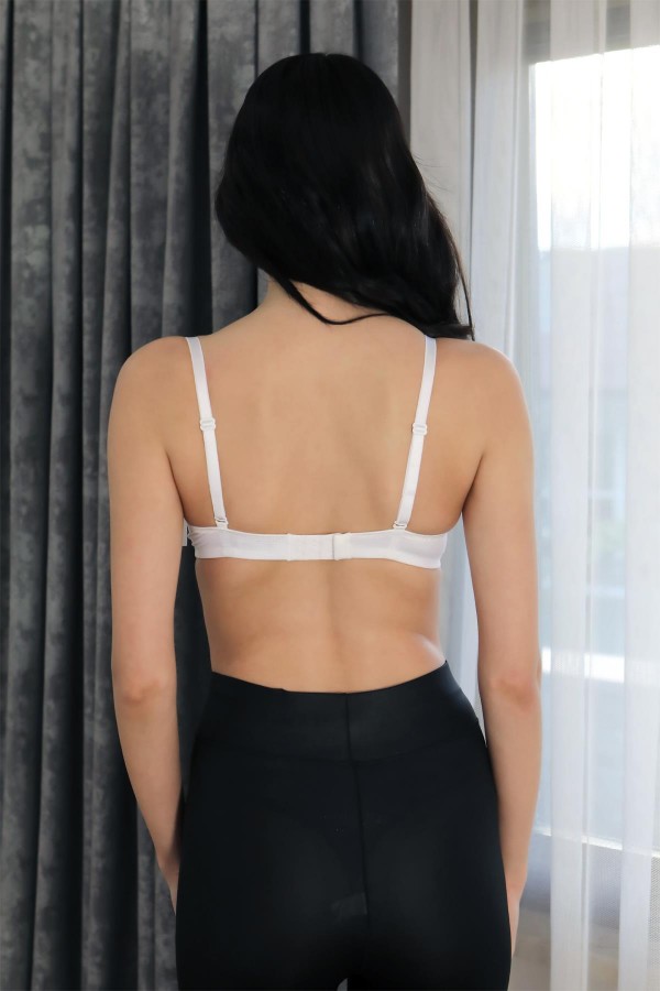 Moda Çizgi Kadın Destekli Balenli Sütyen 4930 Beyaz