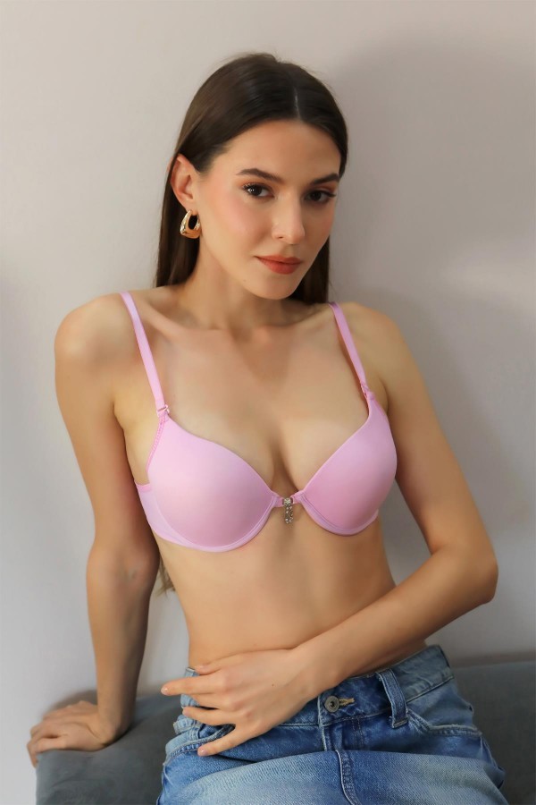Moda Çizgi Kadın Destekli Balenli Sütyen 4932 Pembe