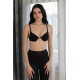 Moda Çizgi Kadın Destekli Balenli Taş Detaylı Sütyen 2407 Siyah