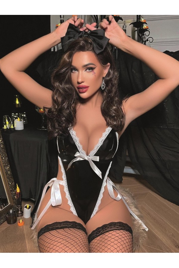 Moda Çizgi Kadın Fantazi Kostüm Gecelik Takım D5011