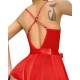 Moda Çizgi Kadın Fantezi Babydoll Dantel Gecelik T001 Kırmızı