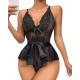 Moda Çizgi Kadın Fantezi Babydoll Dantel Gecelik T001 Siyah