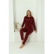 Moda Çizgi Kadın Kadife Bordo Pijama Takım 20624