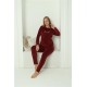 Moda Çizgi Kadın Kadife Bordo Pijama Takım 20624