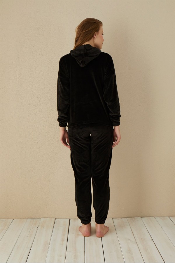 Moda Çizgi Kadın Kadife Pijama Takım 9049