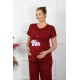 Moda Çizgi Kadın Kısa Kol Hamile Lohusa Pijama Takımı Bordo 45210