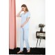Moda Çizgi Kadın Kısa Kol Pamuk Penye Pijama Takım Mavi 4213