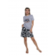 Moda Çizgi Kadın Kısa Kol Şortlu Pijama Takım 3626
