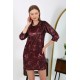 Moda Çizgi Kadın Micro Kumaş Mini Parlak Elbise 7420 Bordo