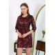 Moda Çizgi Kadın Micro Kumaş Mini Parlak Elbise 7420 Bordo