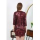 Moda Çizgi Kadın Micro Kumaş Mini Parlak Elbise 7420 Bordo