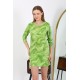Moda Çizgi Kadın Micro Kumaş Mini Parlak Elbise 7420 Yeşil