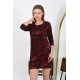 Moda Çizgi Kadın Micro Kumaş Mini Parlak Elbise 7421 Kırmızı