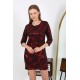 Moda Çizgi Kadın Micro Kumaş Mini Parlak Elbise 7421 Kırmızı