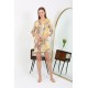 Moda Çizgi Kadın Micro Kumaş Mini Parlak Elbise 7421 Sarı