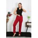 Moda Çizgi Kadın Pamuk Penye Cepli Tek Alt Pijama Bordo 27512