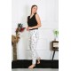 Moda Çizgi Kadın Pamuk Penye Cepli Tek Alt Pijama Ekru 27512