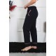 Moda Çizgi Kadın Pamuk Penye Cepli Tek Alt Pijama Lacivert 27512