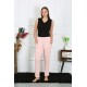 Moda Çizgi Kadın Pamuk Penye Cepli Tek Alt Pijama Pembe 27512