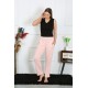 Moda Çizgi Kadın Pamuk Penye Cepli Tek Alt Pijama Pembe 27512