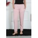 Moda Çizgi Kadın Pamuk Penye Cepli Tek Alt Pijama Pudra 27512