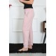 Moda Çizgi Kadın Pamuk Penye Cepli Tek Alt Pijama Pudra 27512