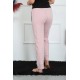 Moda Çizgi Kadın Pamuk Penye Cepli Tek Alt Pijama Pudra 27512