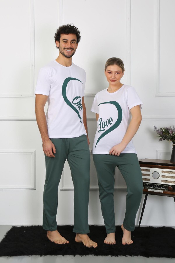 Moda Çizgi Kadın Pamuk Penye Sevgili Kombini Pijama Takımı Beyaz 50127 Tek Takım Fiyatıdır