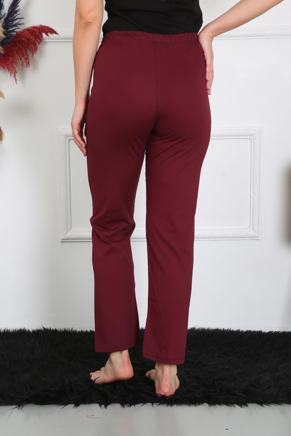 Moda Çizgi Kadın Pamuk Penye Tek Alt Pijama Bordo 27513