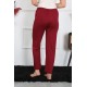 Moda Çizgi Kadın Pamuk Penye Tek Alt Pijama Bordo 27514