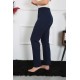 Moda Çizgi Kadın Pamuk Penye Tek Alt Pijama Lacivert 27514