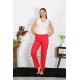 Moda Çizgi Kadın Pamuk Penye Tek Alt Pijama Mercan 27514
