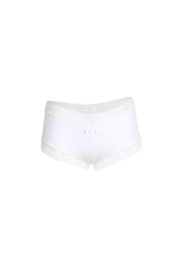 Moda Çizgi Kadın Pamuklu 2li Boxer Beyaz 40265