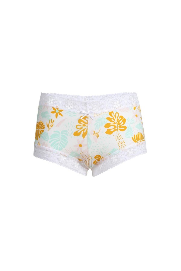 Moda Çizgi Kadın Pamuklu 2li Boxer Beyaz 40267