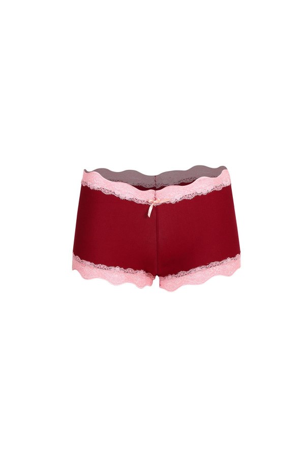 Moda Çizgi Kadın Pamuklu 2li Boxer Bordo 40265